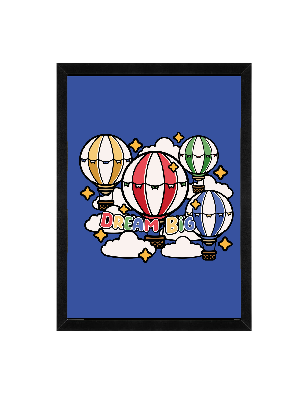 Dream Big Wall Art | Hot Air Balloon Illustration Framed Print 12x16