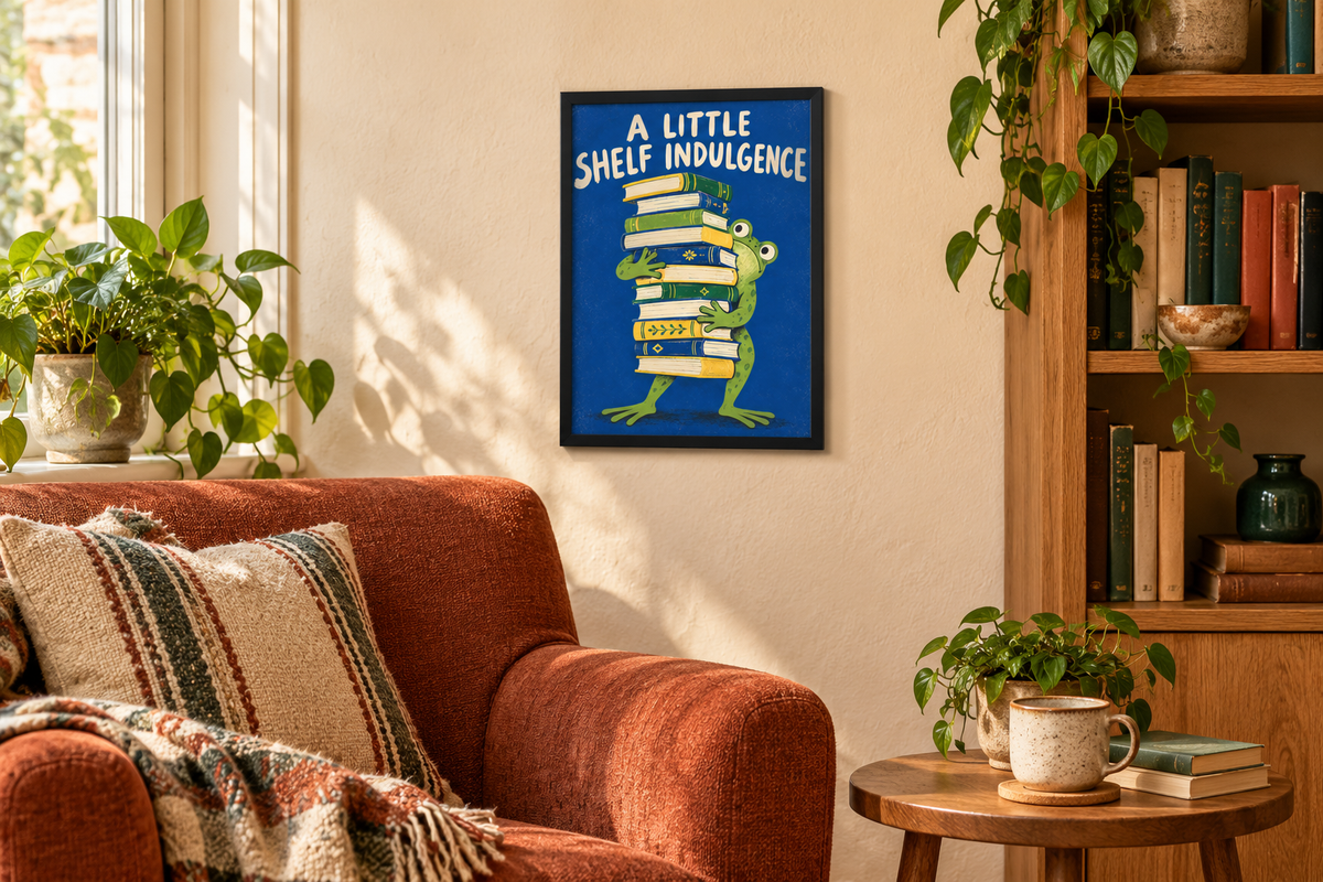 Book Lover Wall Art | A Little Shelf Indulgence Framed Print (12x16)