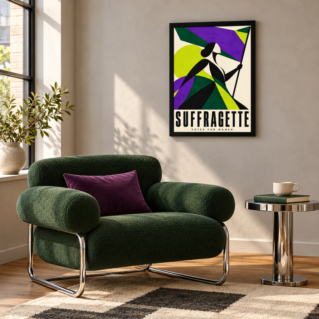 Abstract Suffragette Wall Art | Votes for Women Framed Print (12x16)