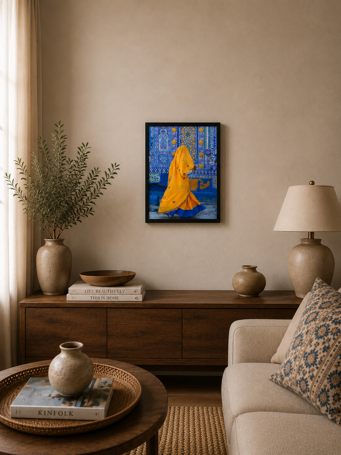 Indian Street Photography Wall Art | Yellow Sari Fine Art Print