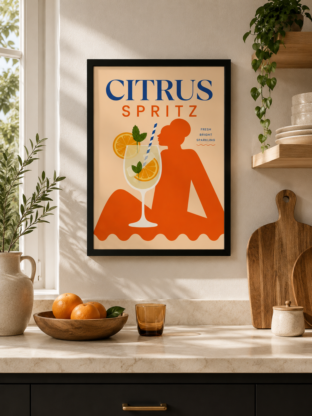 Citrus Spritz Framed Wall Art | Modern Drinks Print 30 × 40 cm