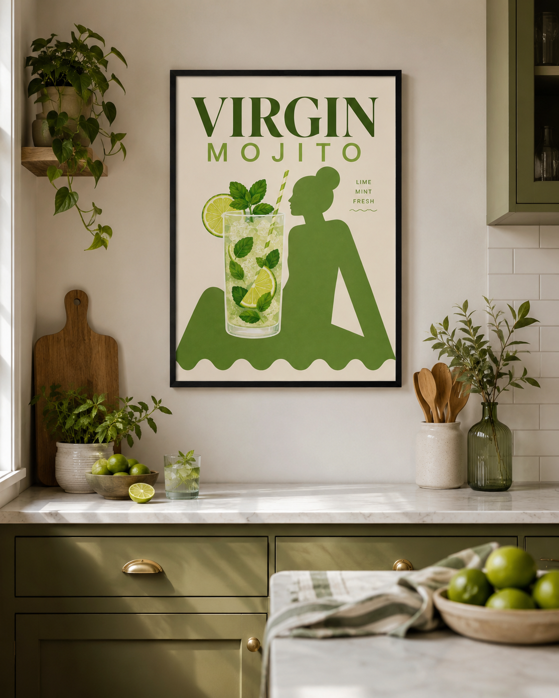 Virgin Mojito Framed Wall Art | Modern Drinks Print 30 × 40 cm