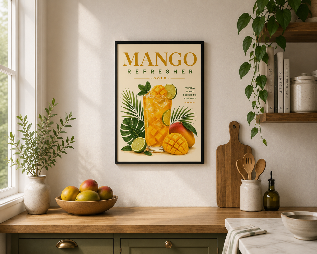 Mango Refresher Framed Wall Art | Modern Drinks Print 30 × 40 cm