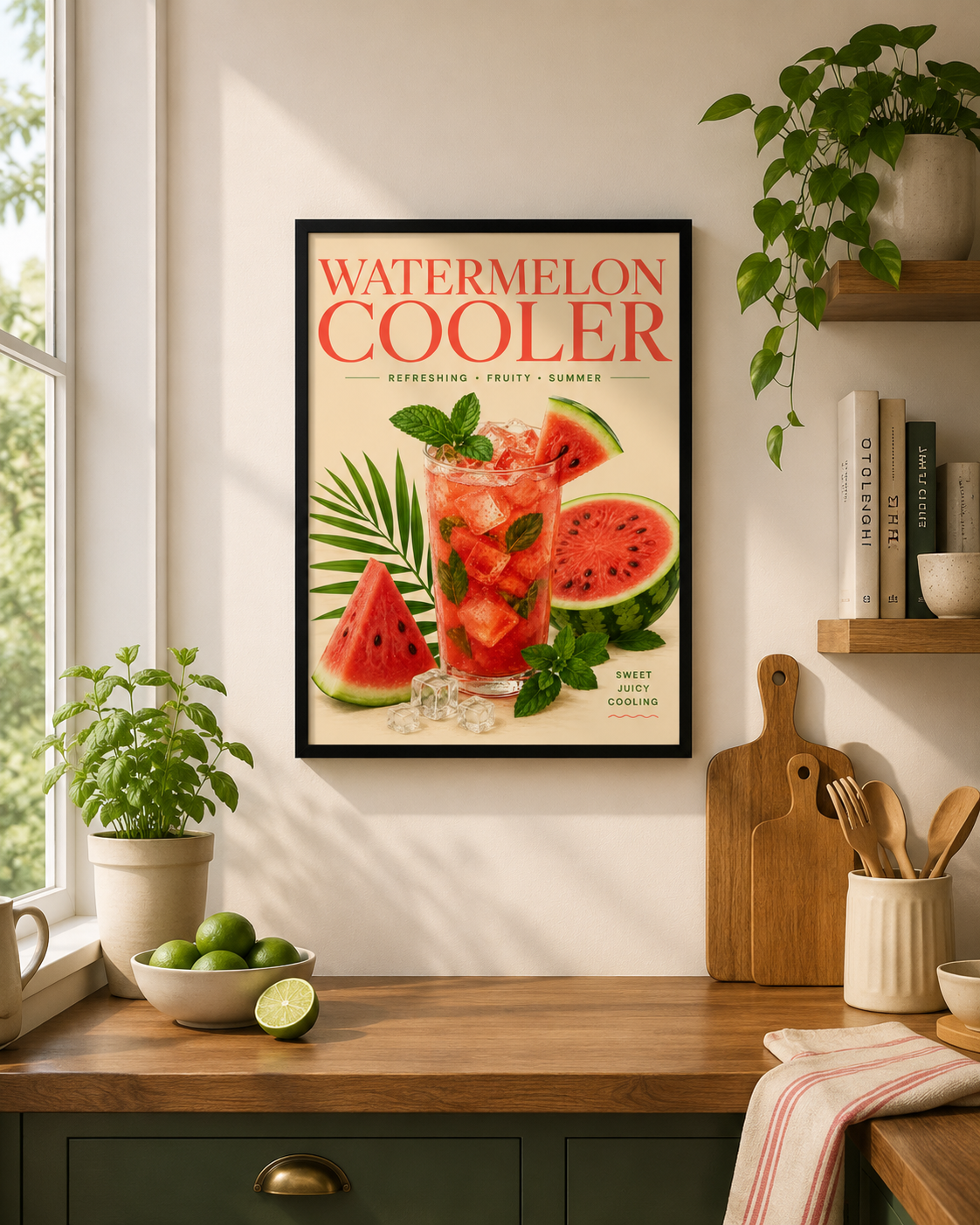 Watermelon Cooler Framed Wall Art | Modern Drinks Print 30 × 40 cm