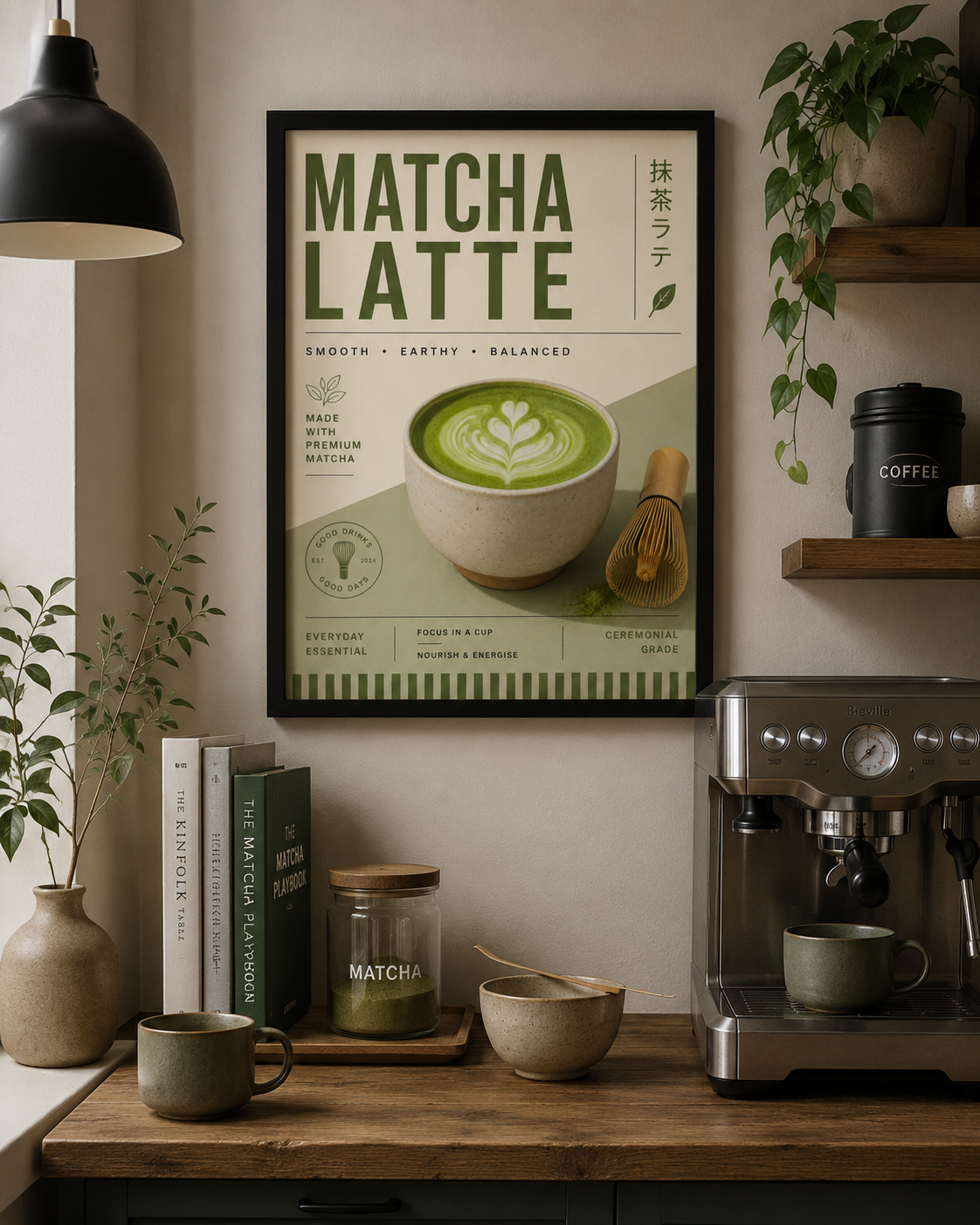 Matcha Latte Framed Wall Art | Modern Kitchen Print 30 × 40 cm