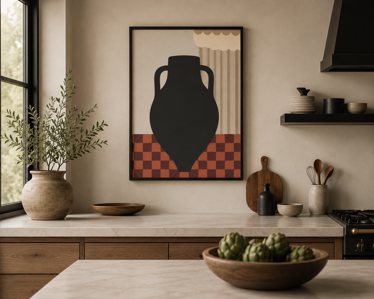 Minimalist Black Vase Wall Art | Modern Geometric Print (12x16)