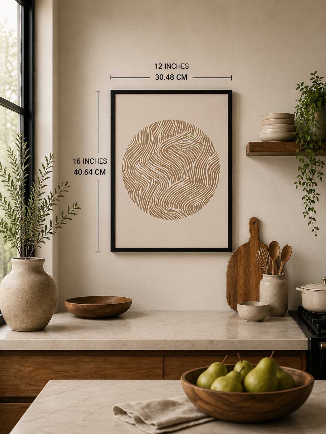 Abstract Circle Line Art Print | Minimalist Neutral Wall Art (12x16)