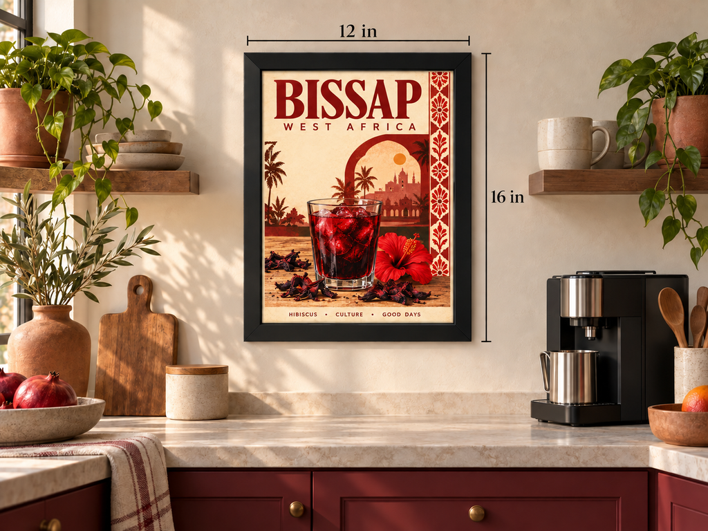 Bissap West Africa Framed Wall Art | Hibiscus Drink Print 30 × 40 cm
