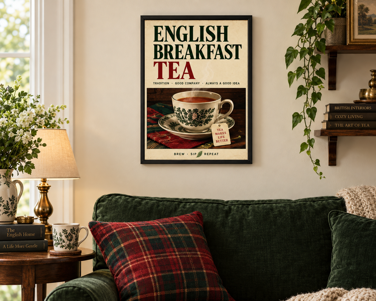 English Breakfast Tea Framed Wall Art | Vintage Kitchen Print 30 × 40 cm