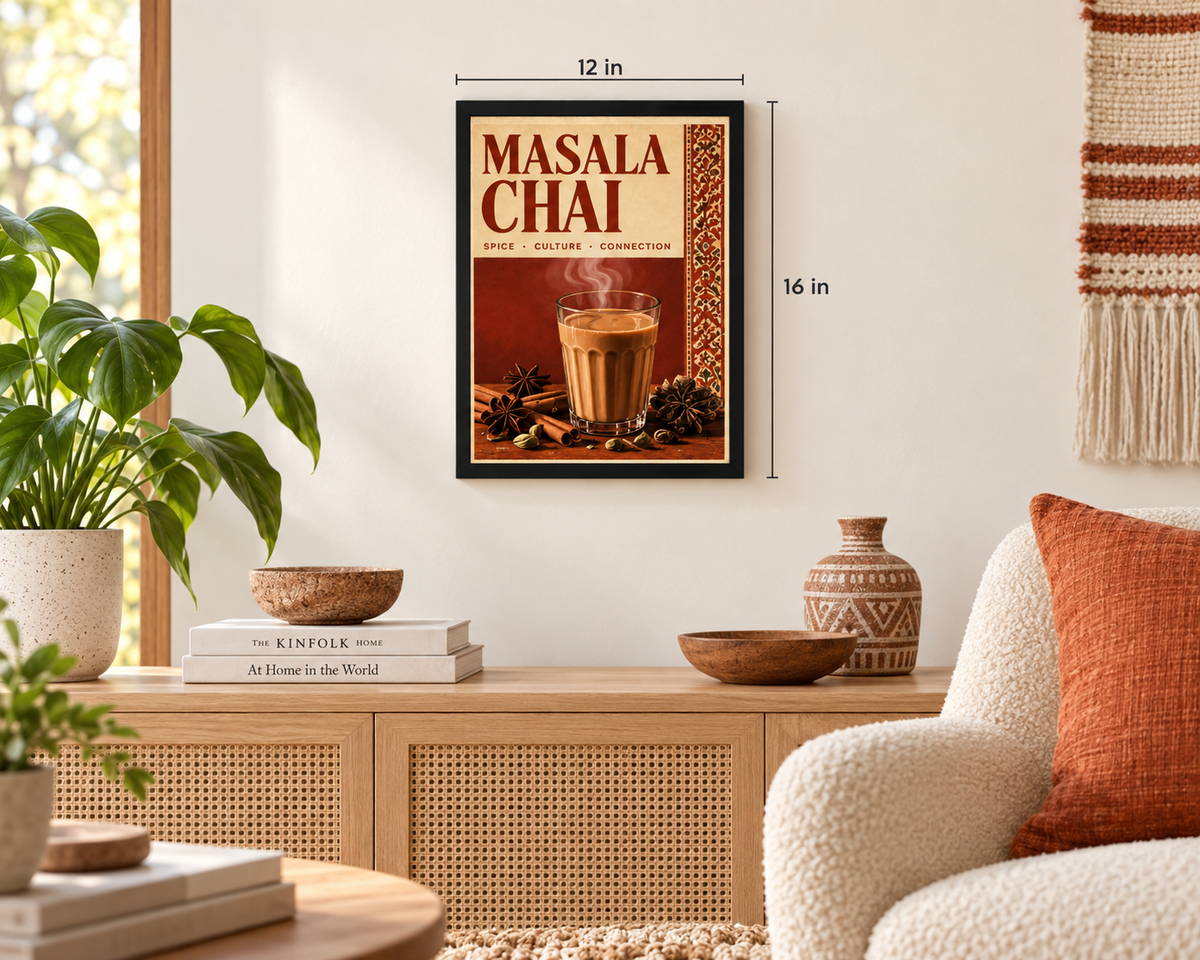 Masala Chai Framed Wall Art | Indian Kitchen Print 30 × 40 cm