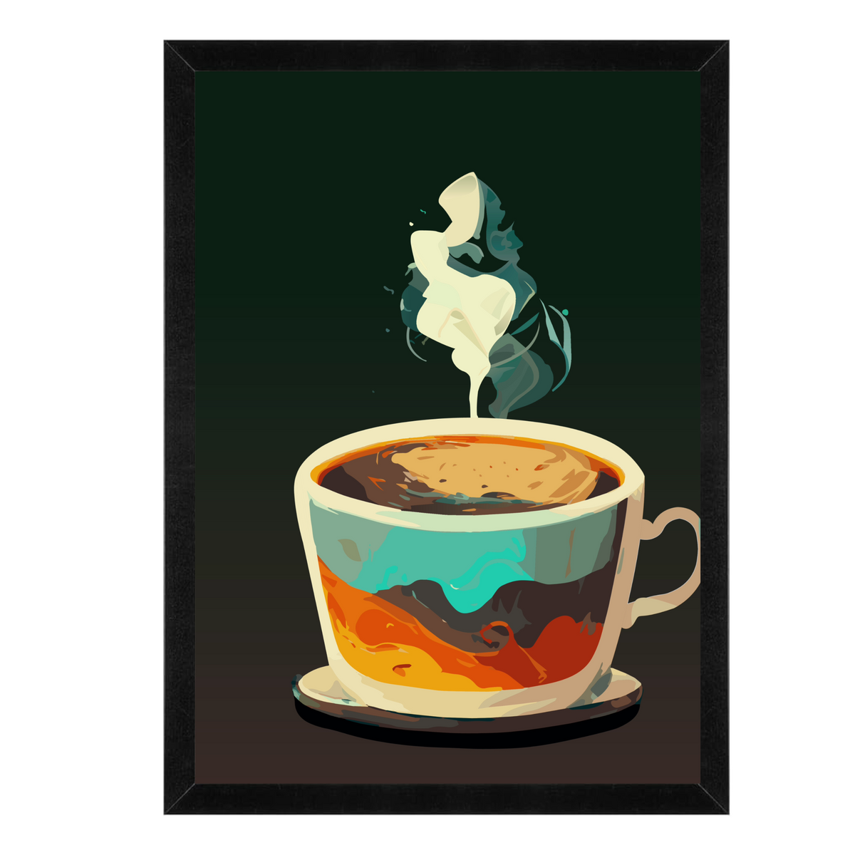 Tea Cup Wall Art | Warm Tones Framed Matte Print 12x16