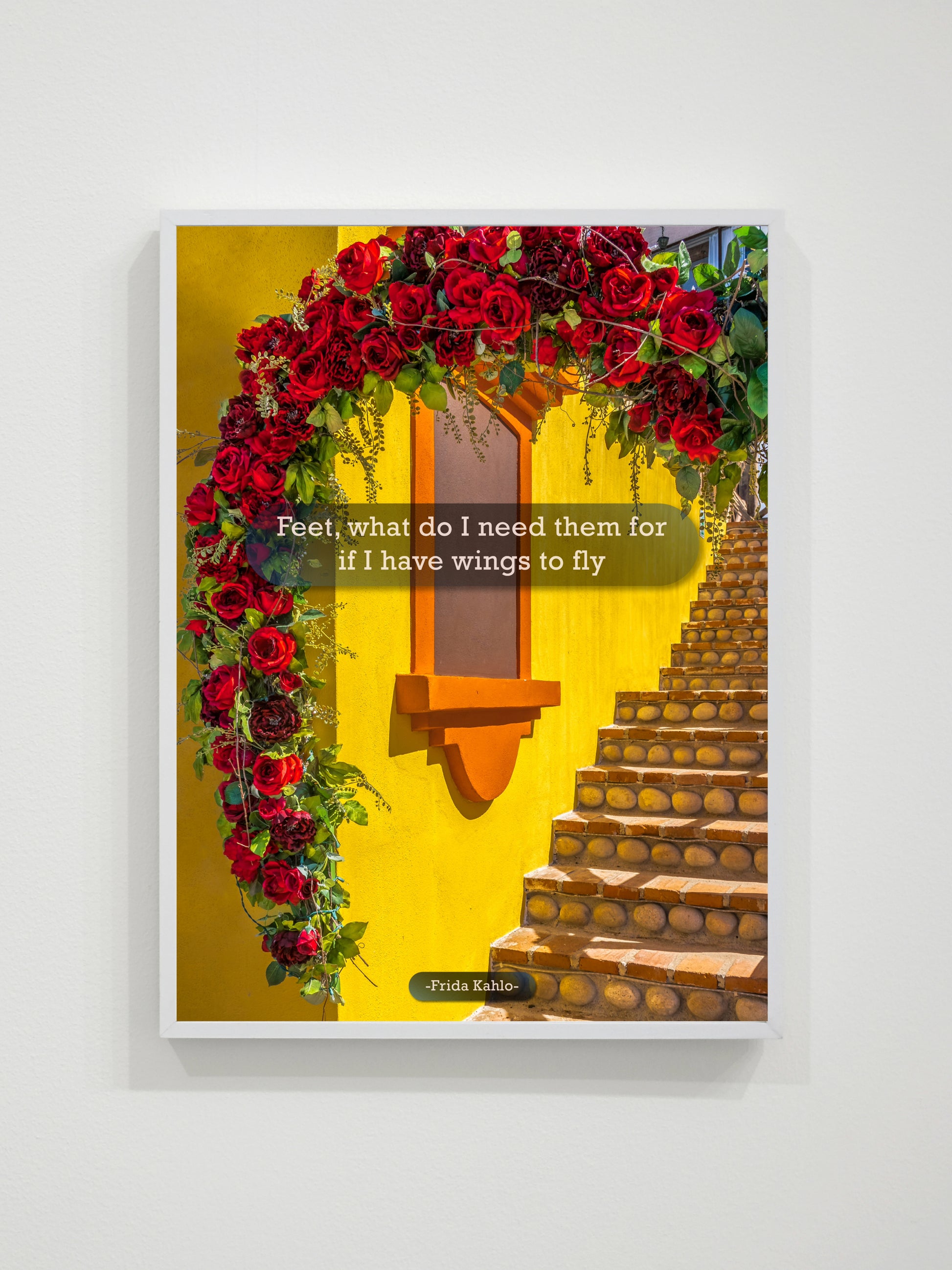 Wings Among Flowers Frida Kahlo  Wall Art Frame 12x16