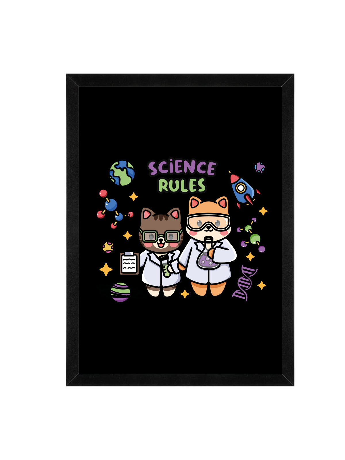 Science rules (black) Wall Art Frame 12x16