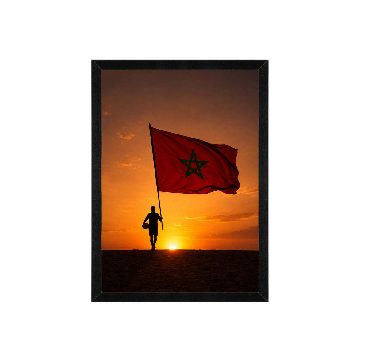 Morocco Football Flag Wall Art | Moroccan Football Poster | 12x16 Print