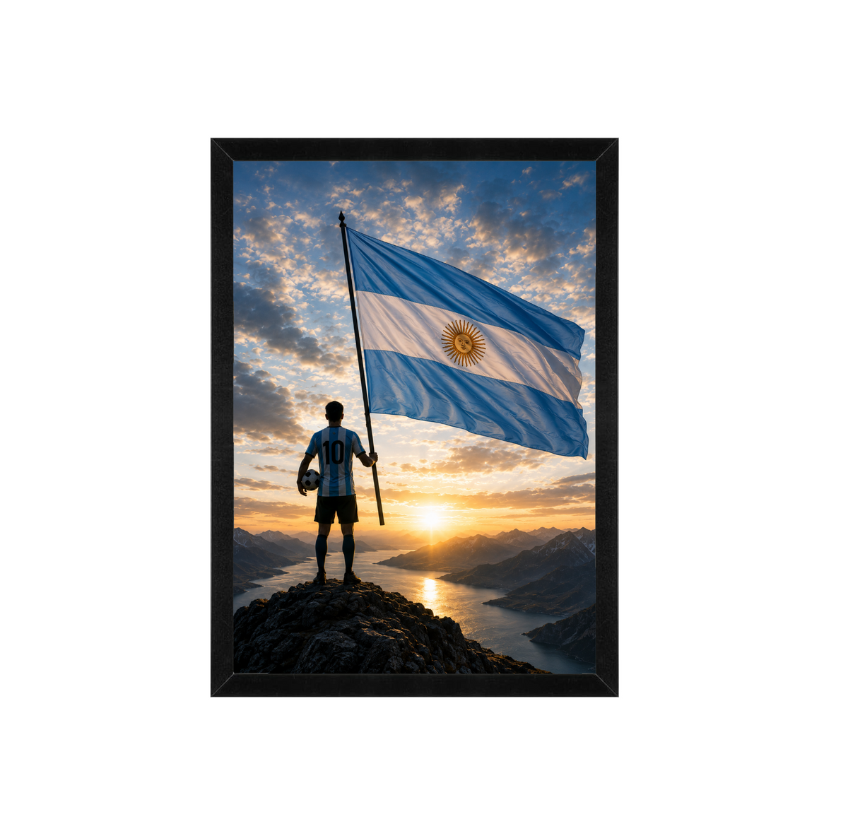 Argentina Football Flag Wall Art | Sunset Supporter Print | Framed 12x16 | World Cup Decor