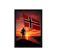 Norway Football Flag Wall Art | Sunset Supporter Print | Framed 12x16 | World Cup Decor