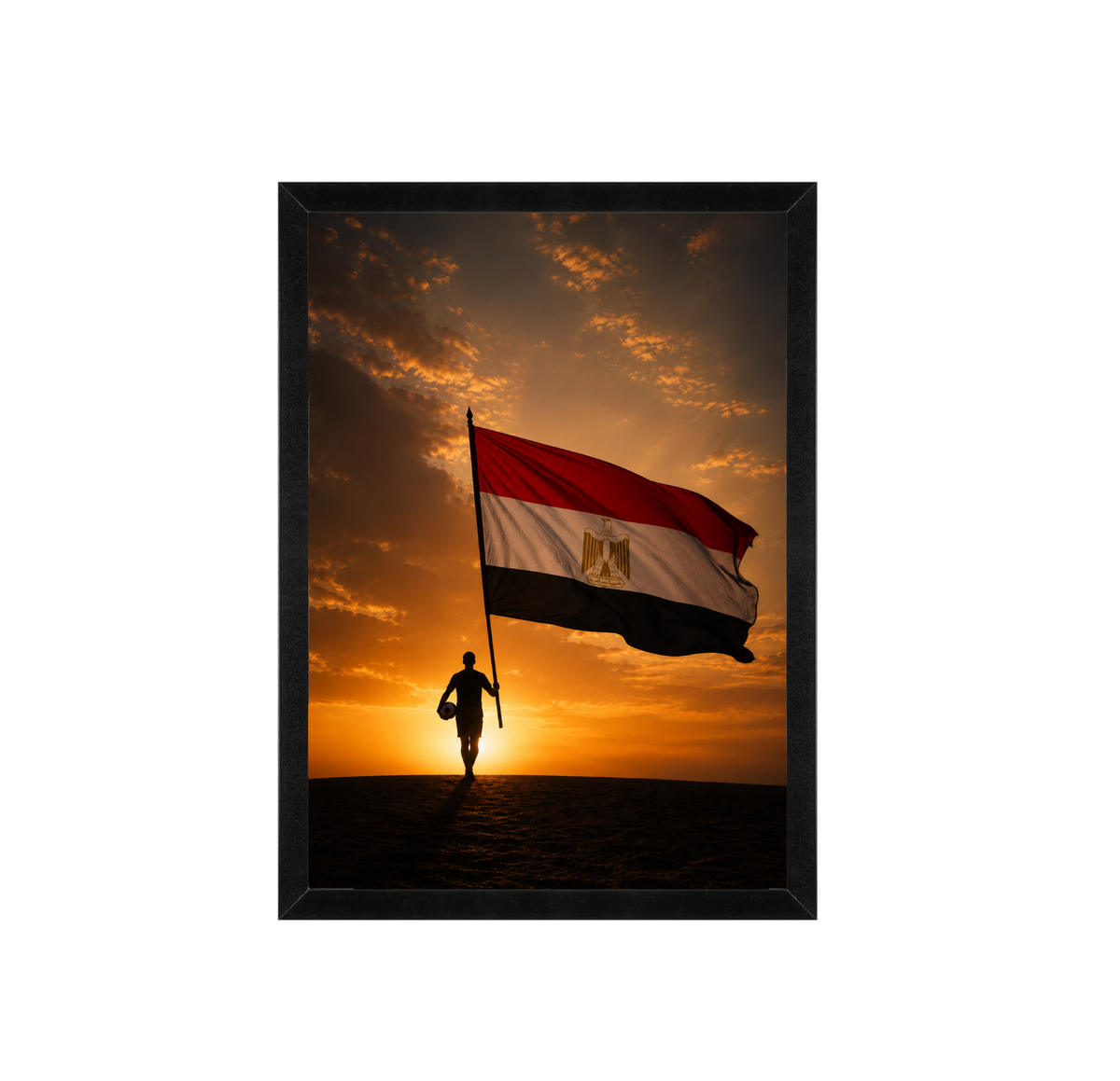 Egypt Football Flag Wall Art | Sunset Supporter Print | Framed 12x16 | World Cup Decor