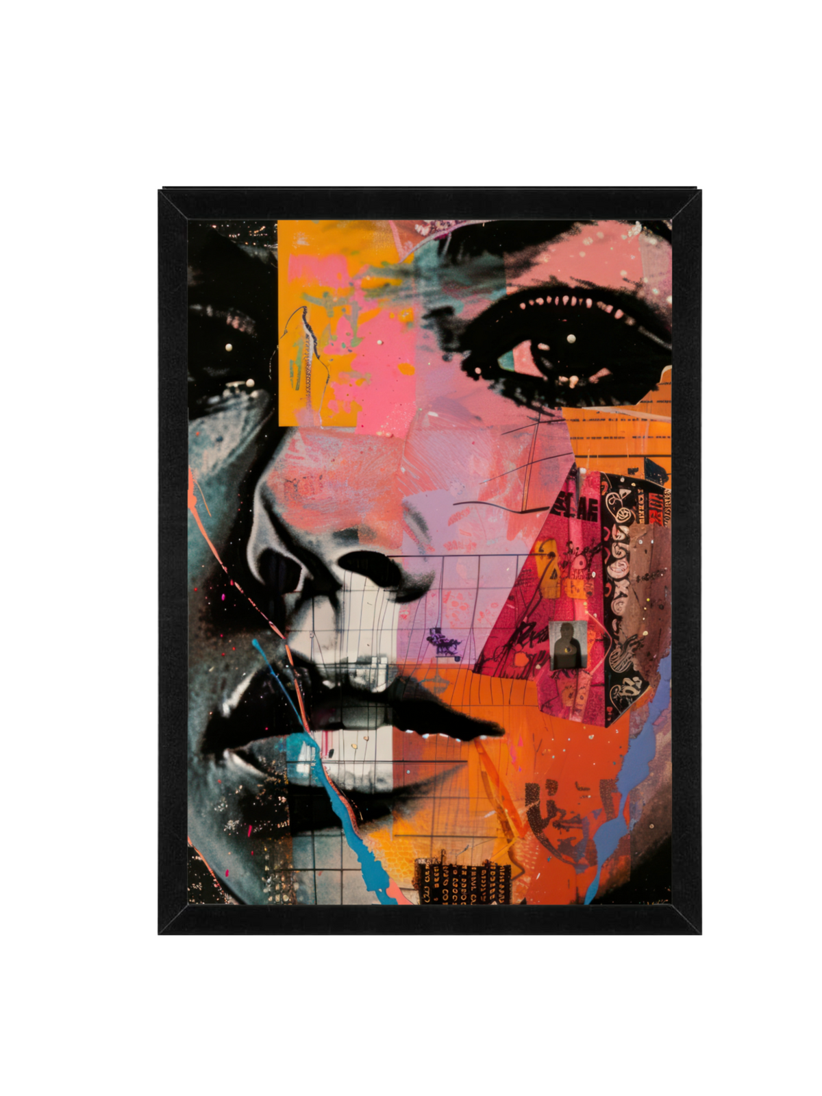 Abstract Face Collage Print | Colourful Street Art Portrait (12×16)