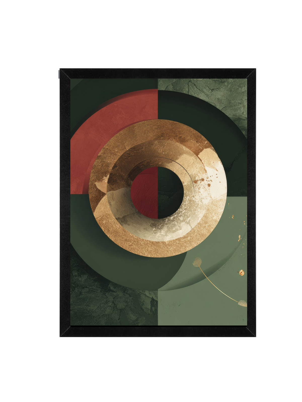 Geometric Circle Wall Art | Abstract Green and Gold Print