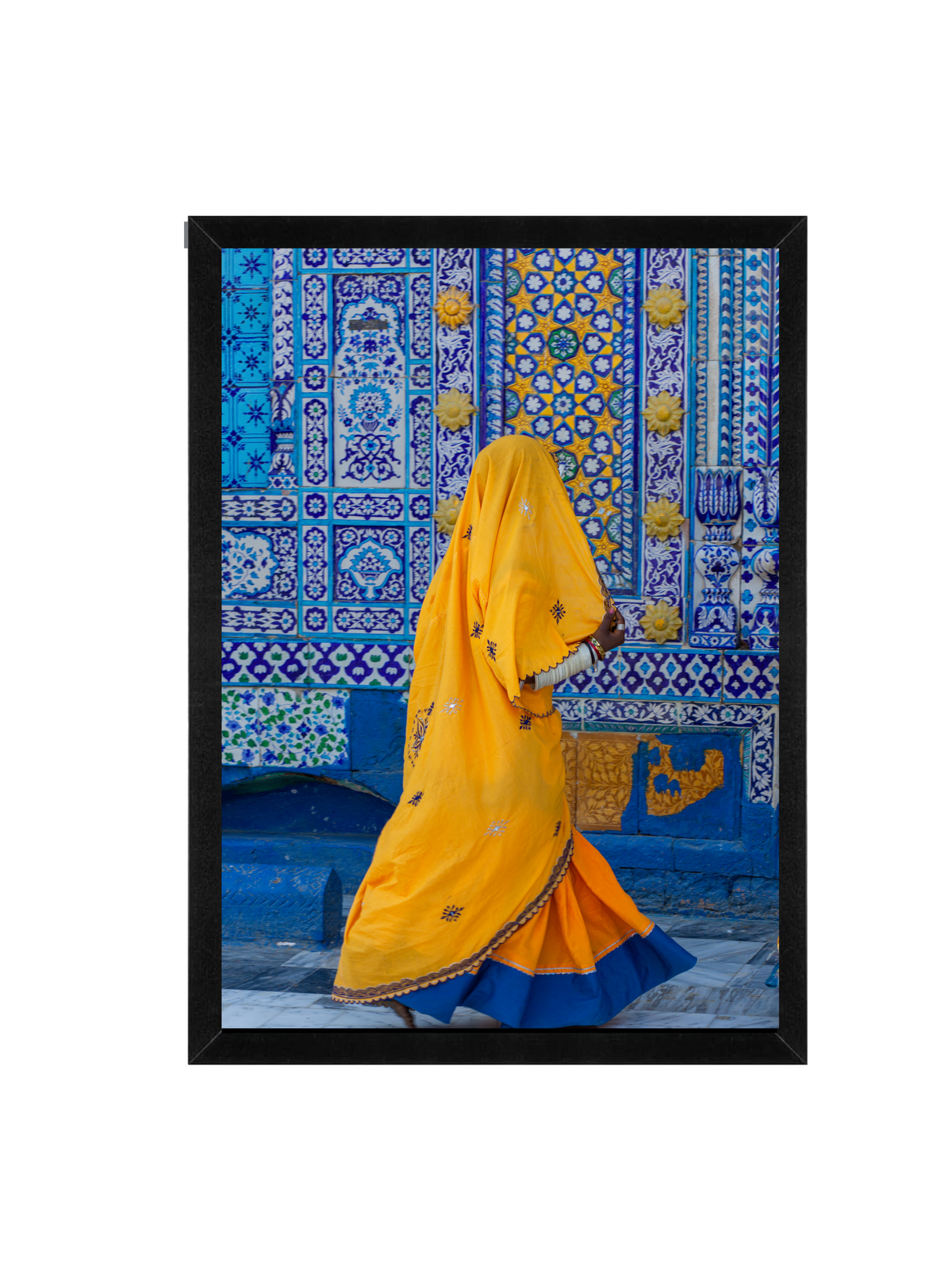 Indian Street Photography Wall Art | Yellow Sari Fine Art Print