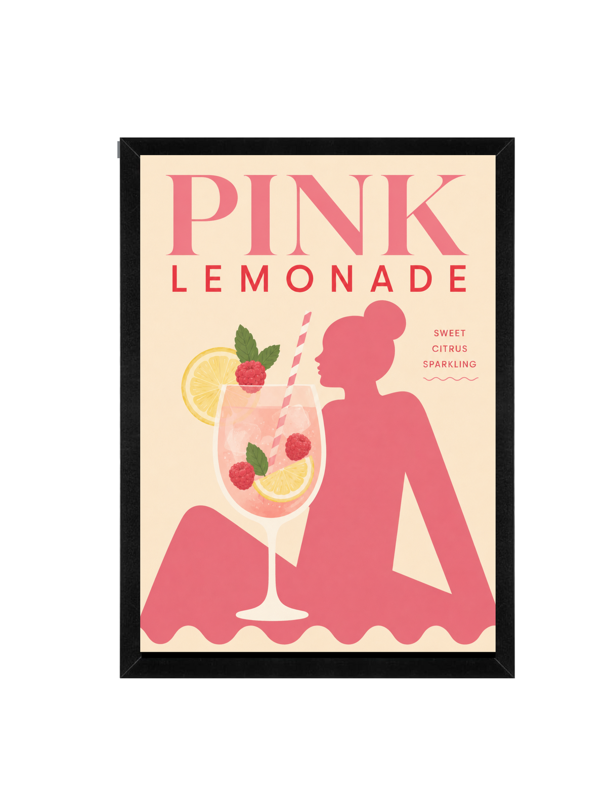 Pink Lemonade Framed Wall Art | Modern Drinks Print 30 × 40 cm