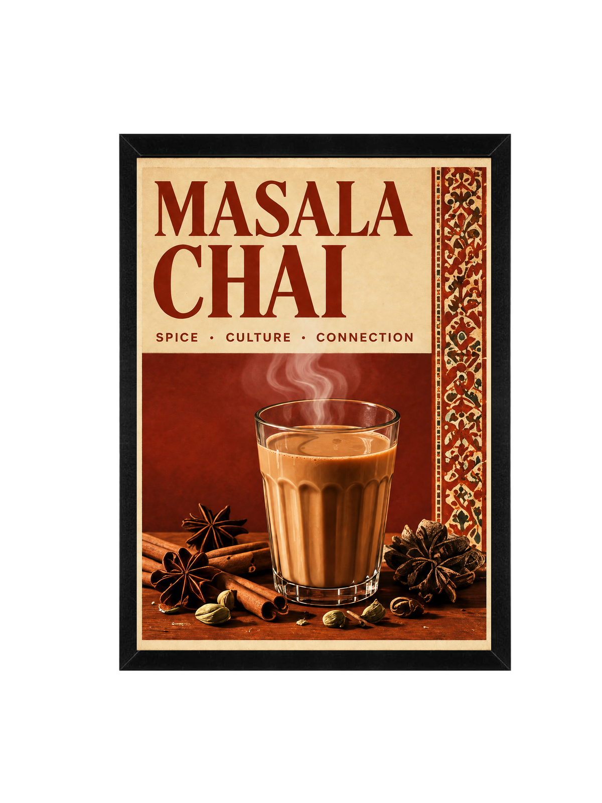 Masala Chai Framed Wall Art | Indian Kitchen Print 30 × 40 cm