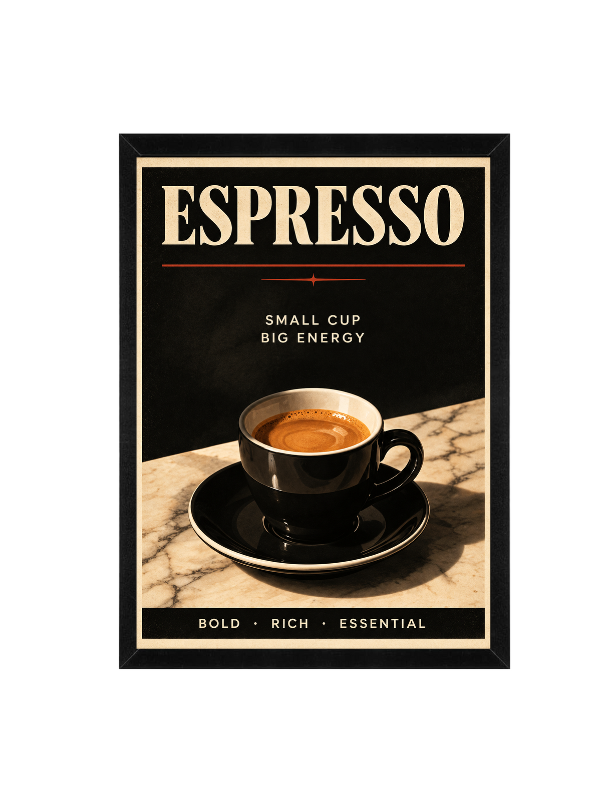 Espresso Framed Wall Art | Modern Coffee Print 30 × 40 cm