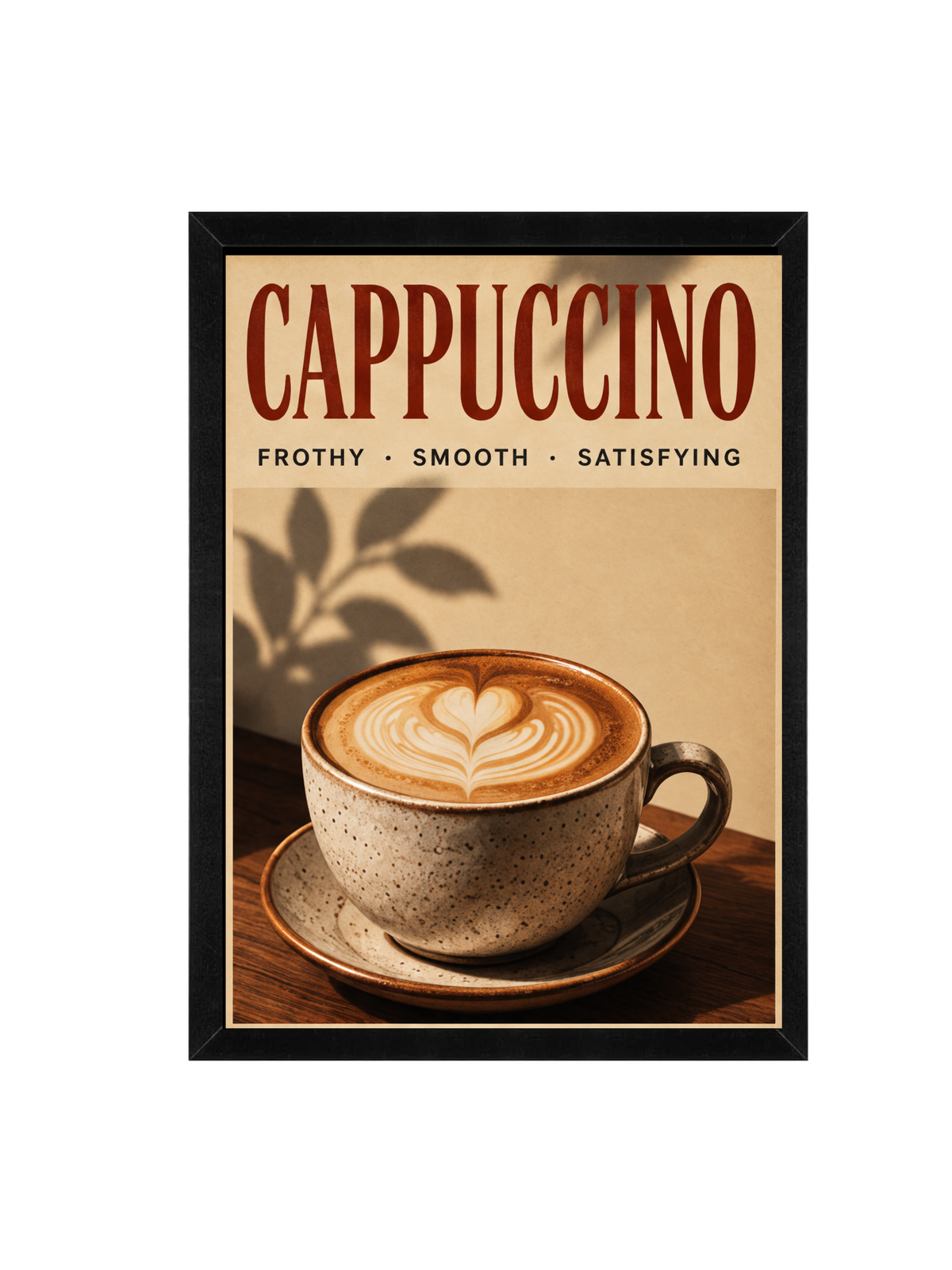 Cappuccino Framed Wall Art | Modern Coffee Print 30 × 40 cm