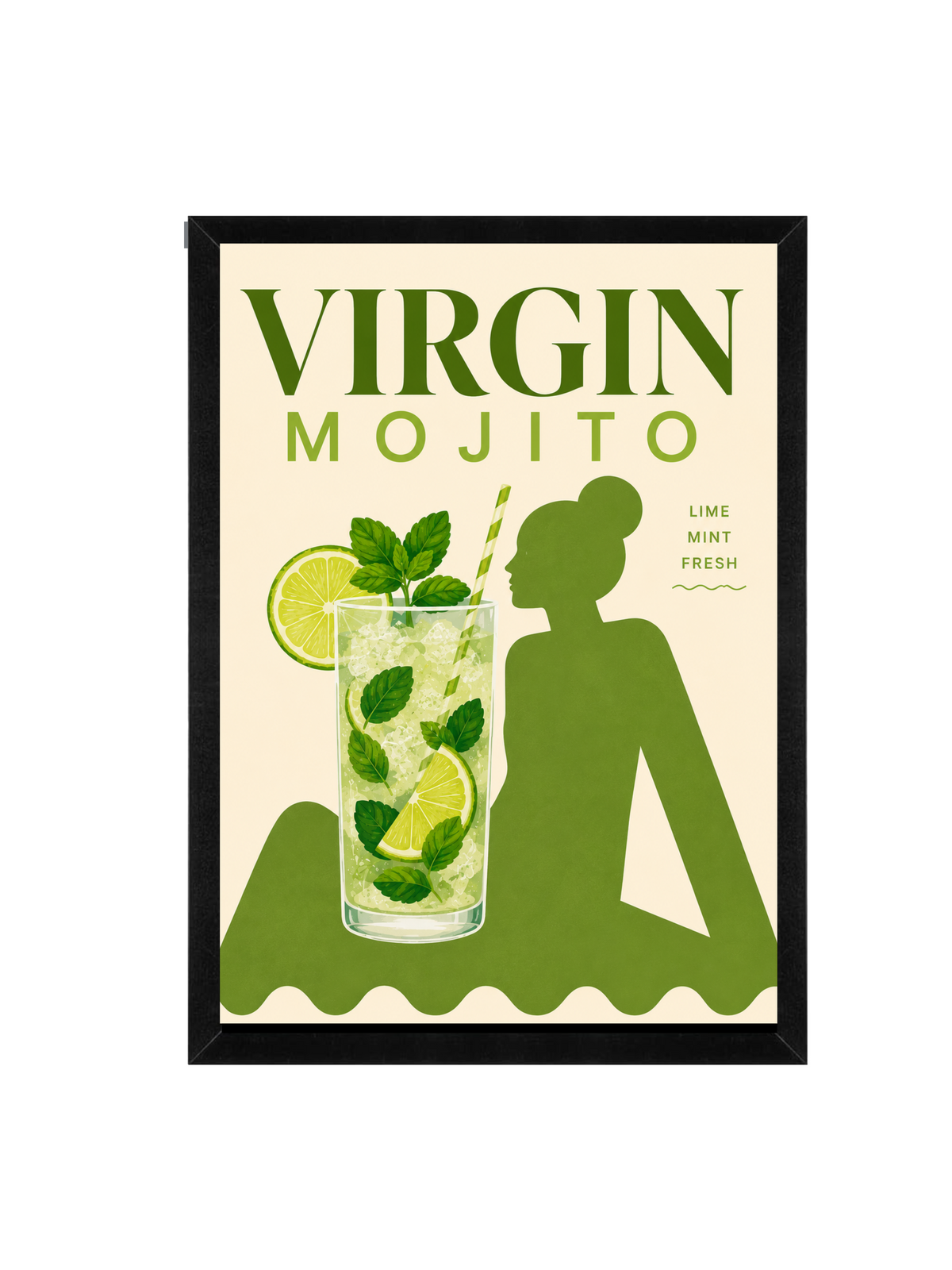 Virgin Mojito Framed Wall Art | Modern Drinks Print 30 × 40 cm
