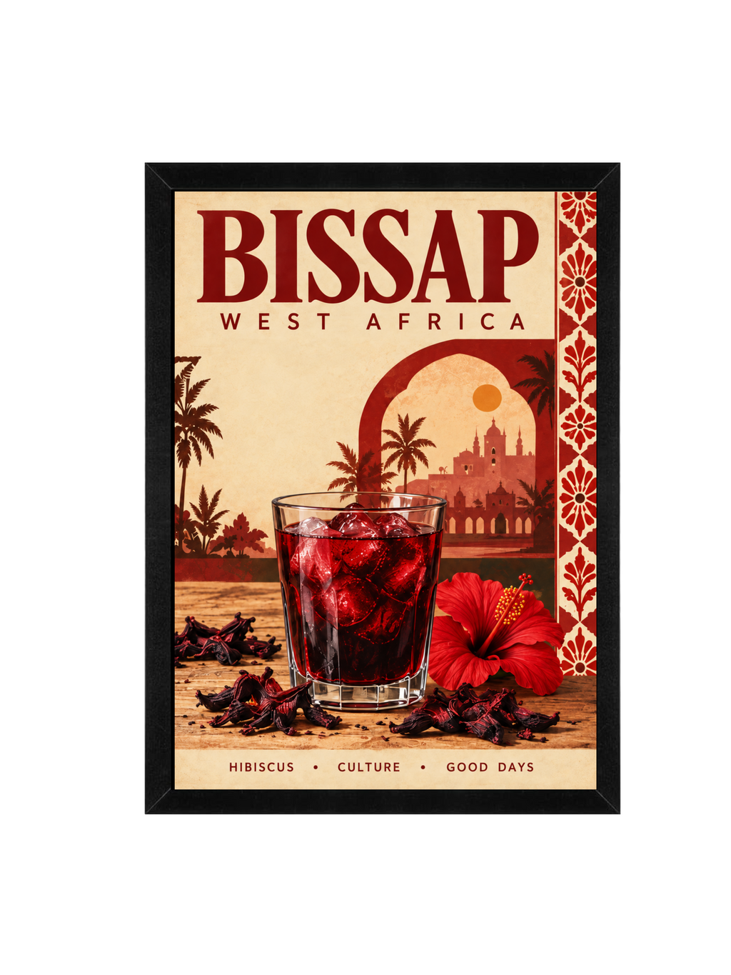 Bissap West Africa Framed Wall Art | Hibiscus Drink Print 30 × 40 cm