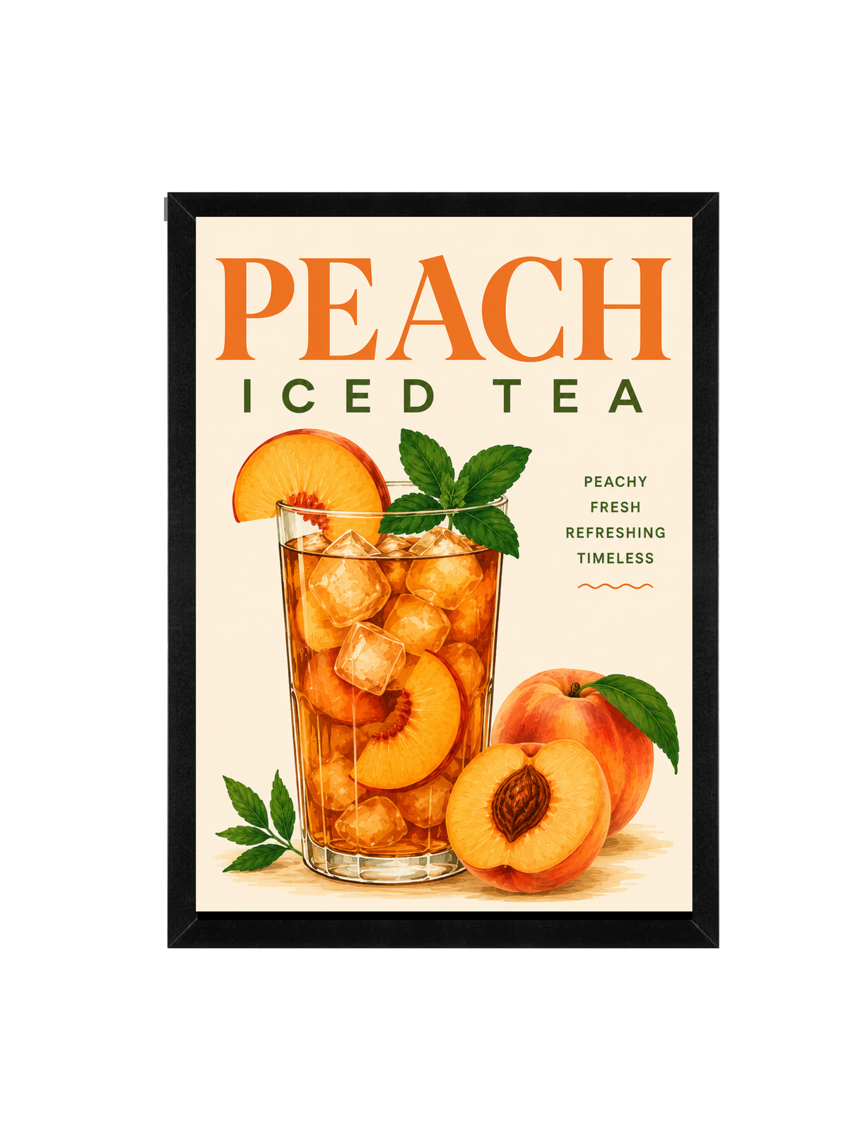 Peach Iced Tea Framed Wall Art | Modern Drinks Print 30 × 40 cm