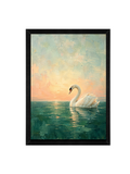 Swan Wall Art | Jade Green Nature Art Print (12x16)