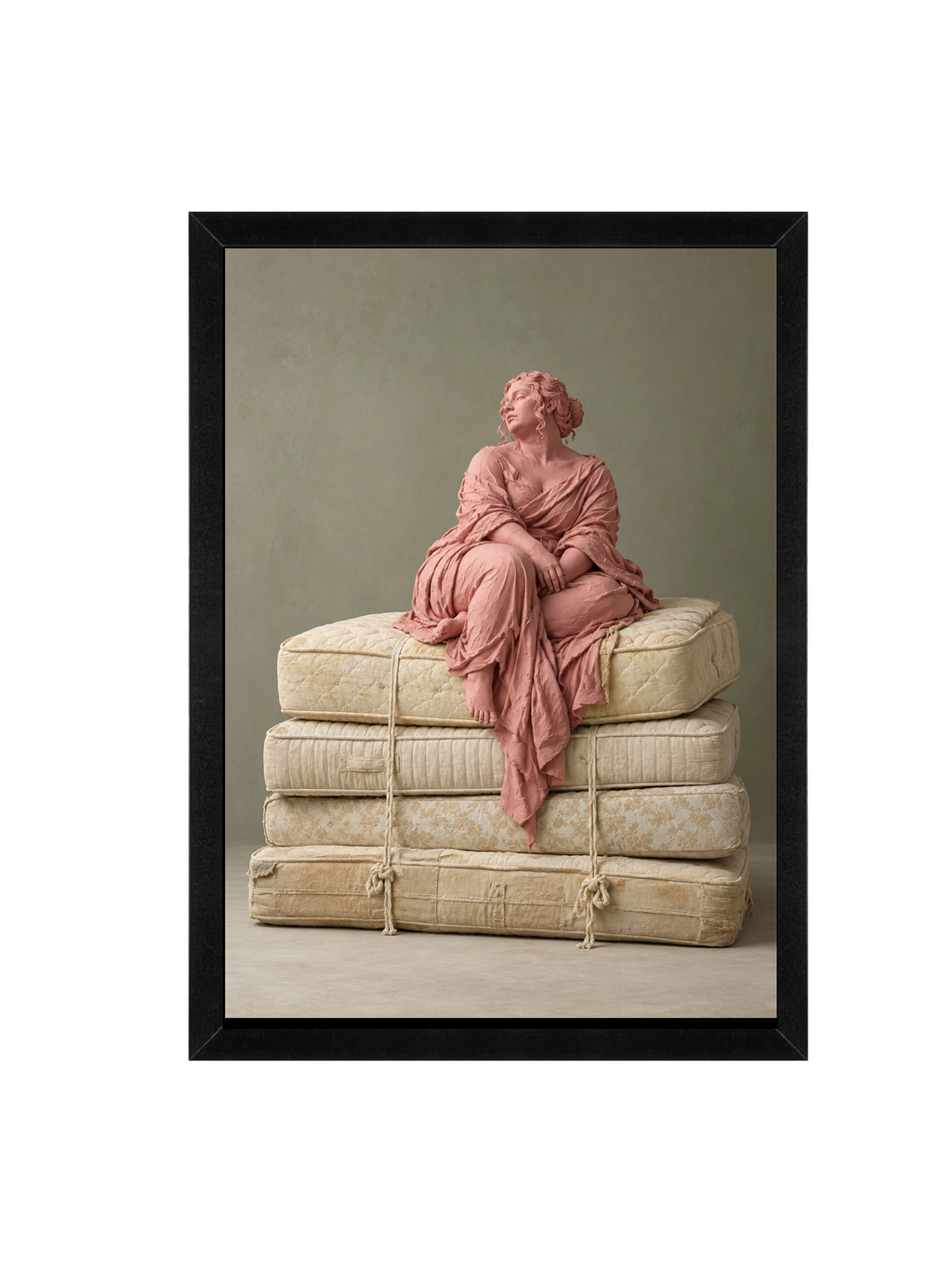 Pink Sculpture Wall Art | Surreal Figure Art Print (12x16)