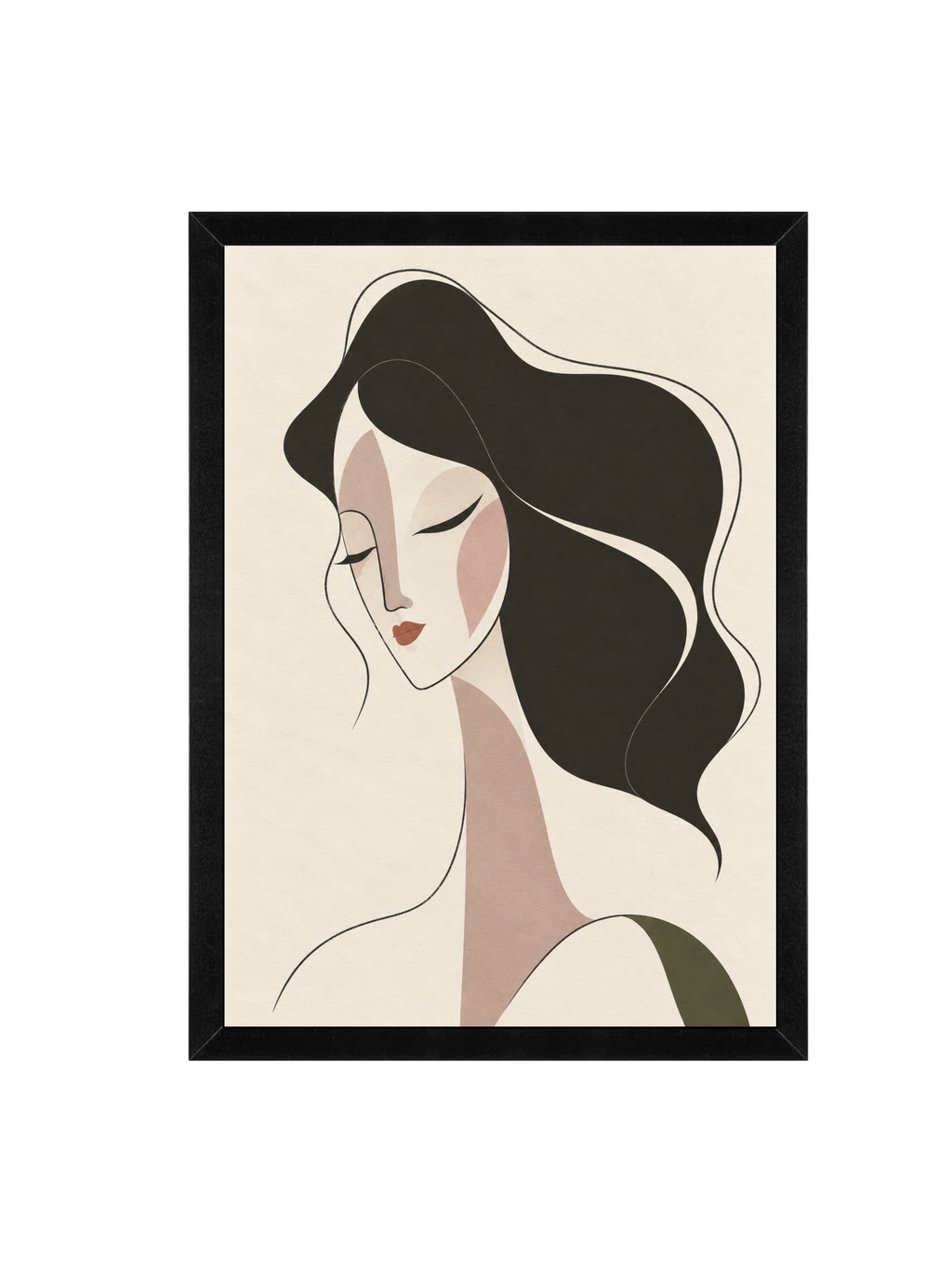 Abstract Woman Wall Art | Charcoal & Blush Framed Print (12x16)