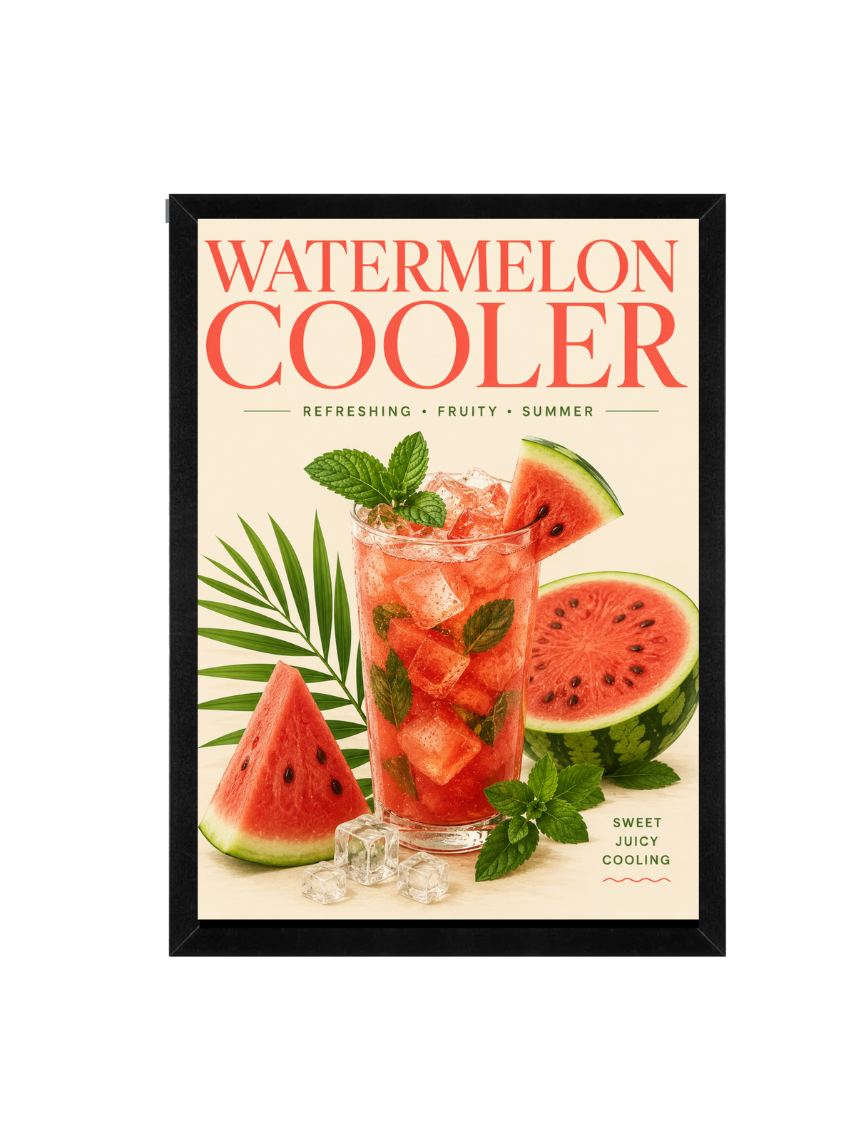 Watermelon Cooler Framed Wall Art | Modern Drinks Print 30 × 40 cm