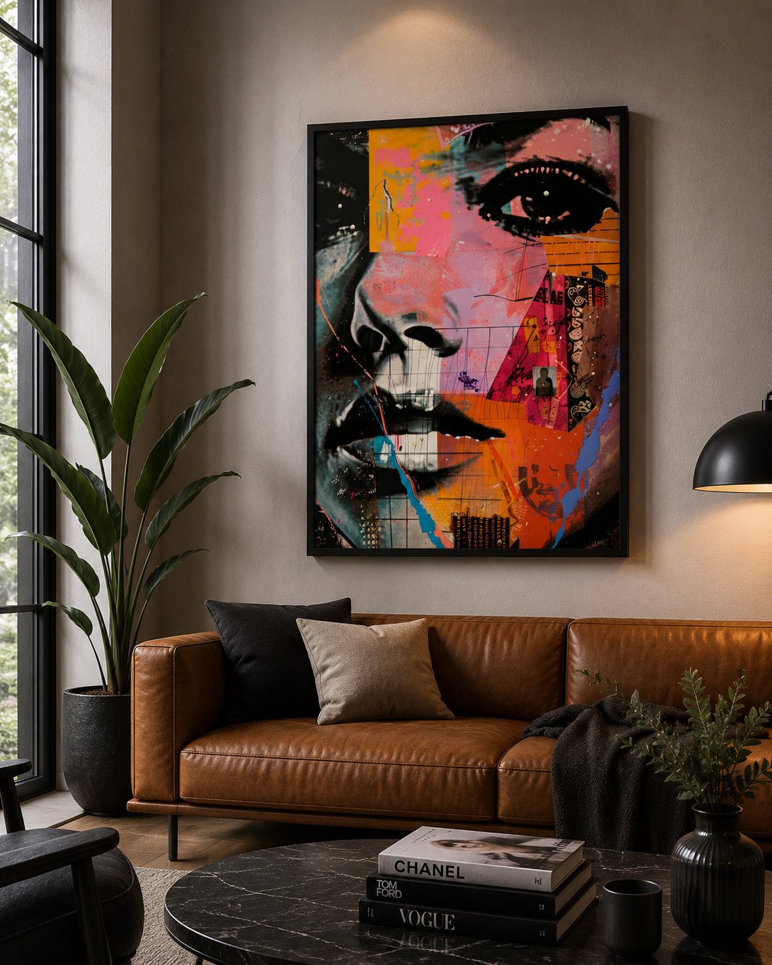 Abstract Face Collage Print | Colourful Street Art Portrait (12×16)