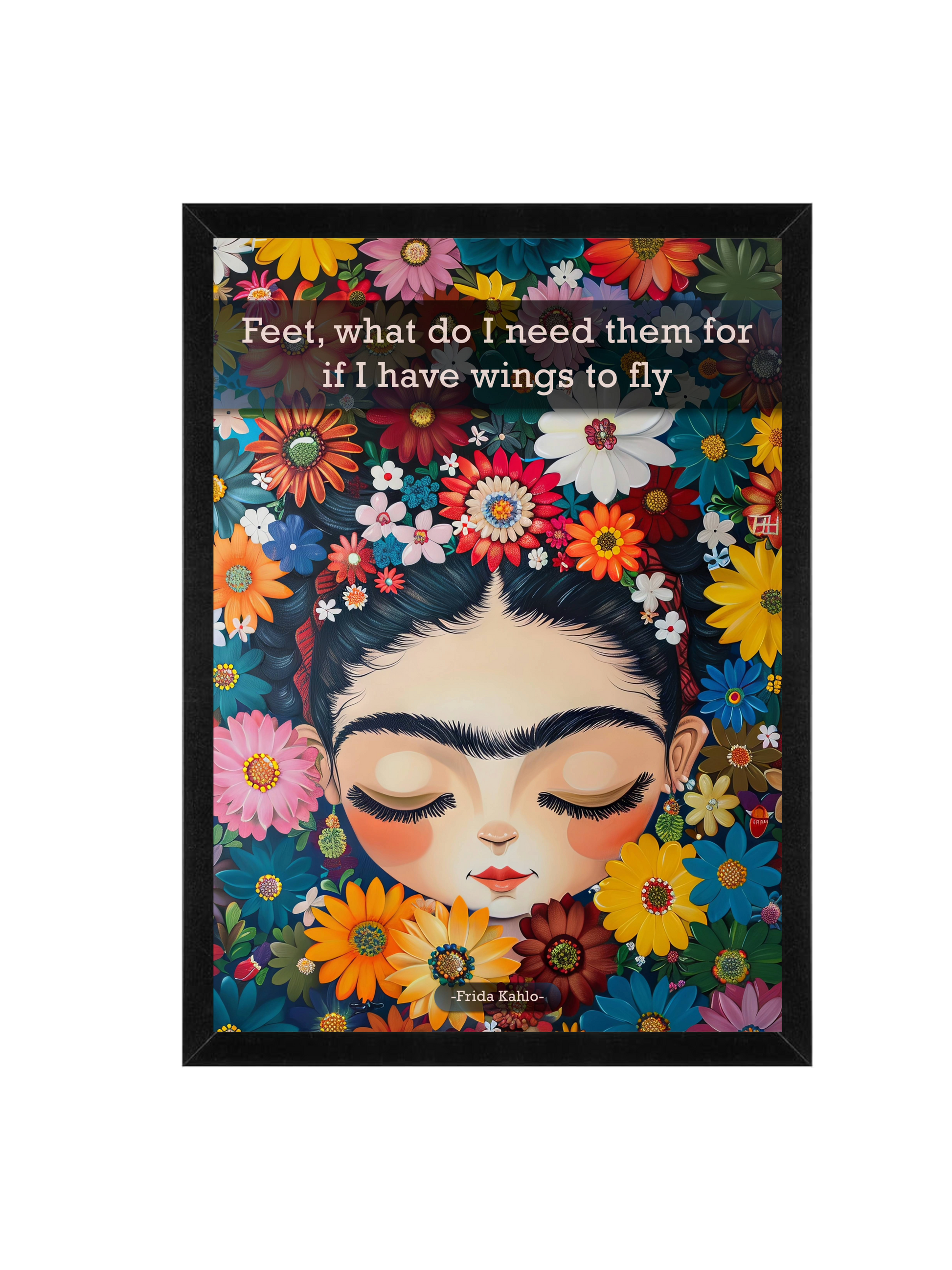 Frida Kahlo illustration "Wings"  Wall Art Frame 12x16