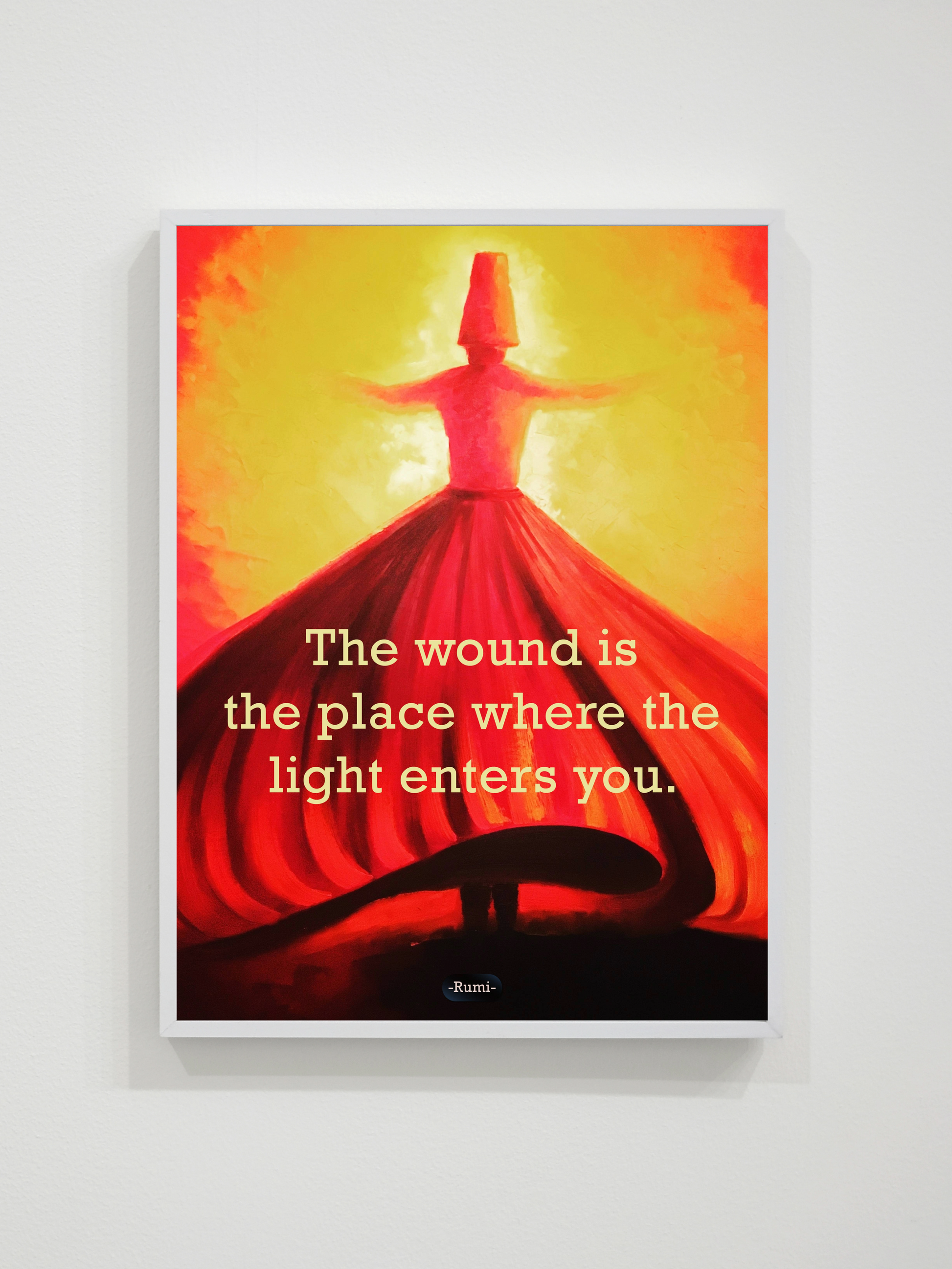 Rumi Light Wall Art Frame 12x16 black orange