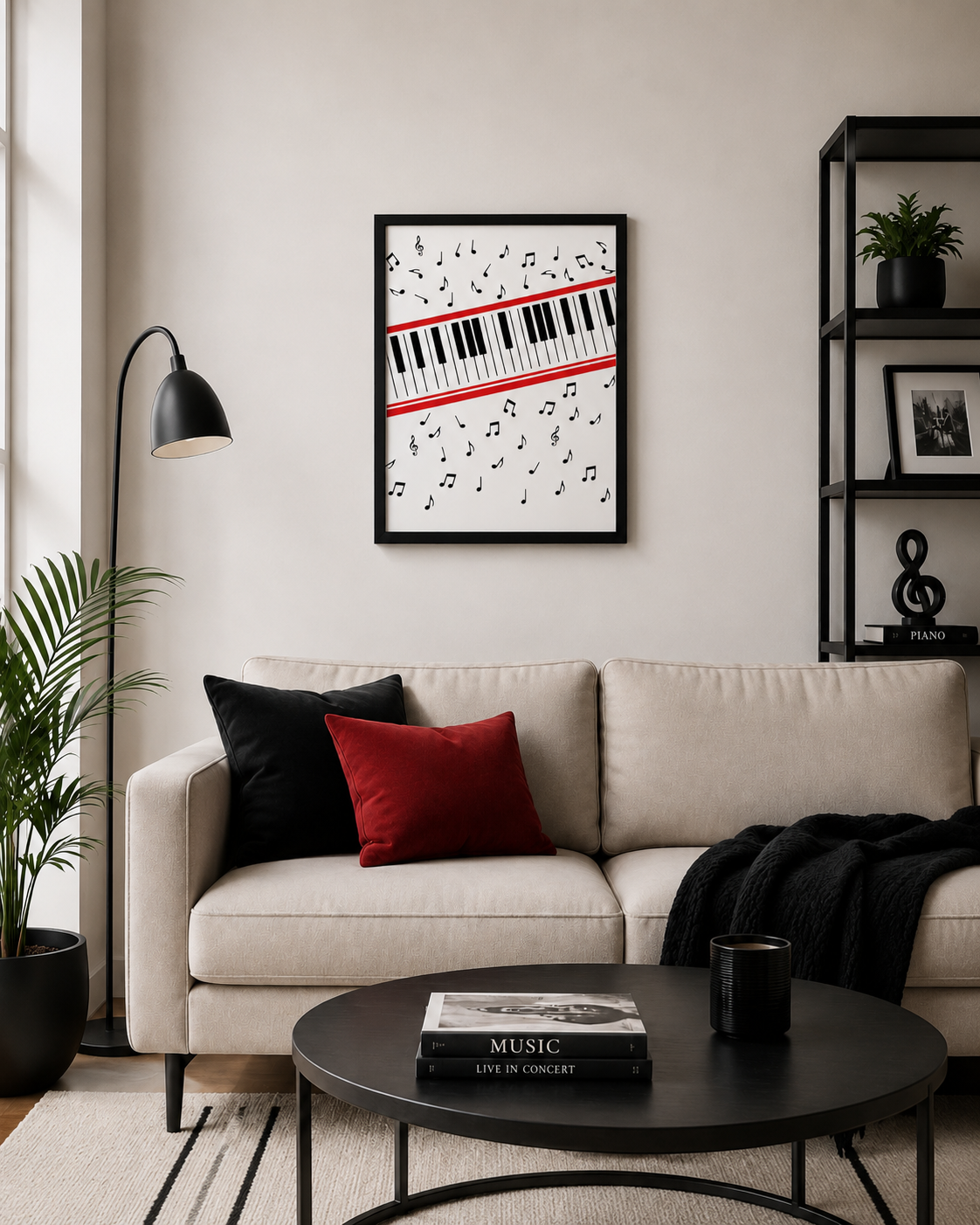 Retro Piano Keys Wall Art Print | Minimal Music Poster 12x16