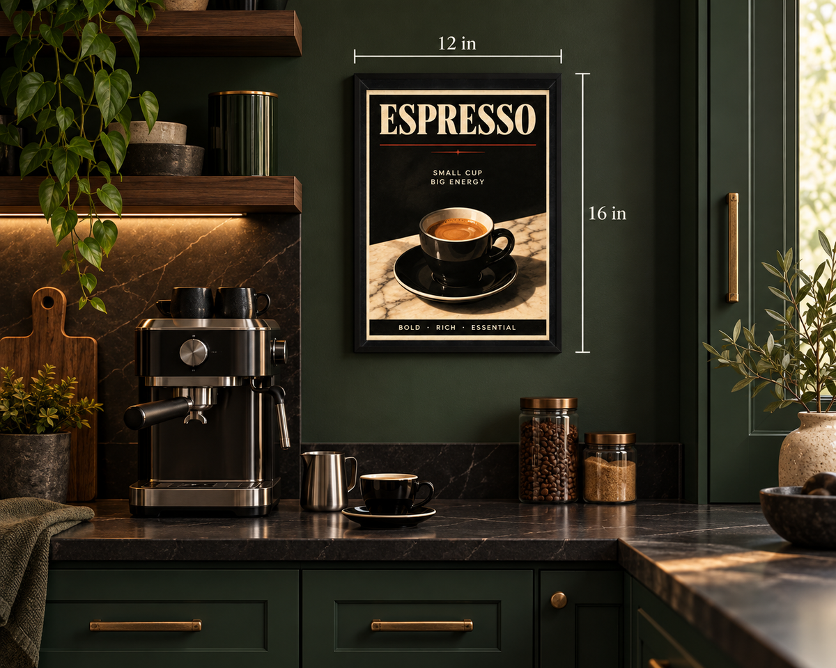 Espresso Framed Wall Art | Modern Coffee Print 30 × 40 cm