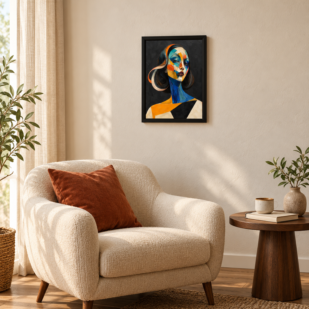 Colourful Abstract Portrait Wall Art | Modern Art Print (12x16)