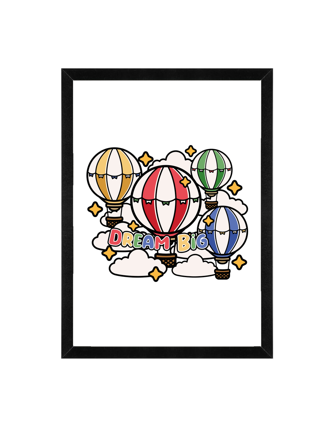 Dream Big Wall Art | Hot Air Balloon Illustration Framed Print 12x16