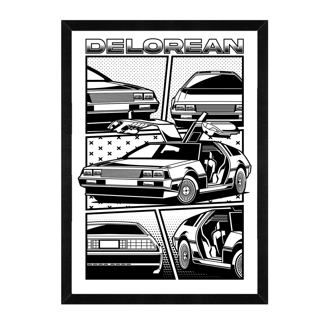 DeLorean Blueprint – Retro Wall Art (12x16)