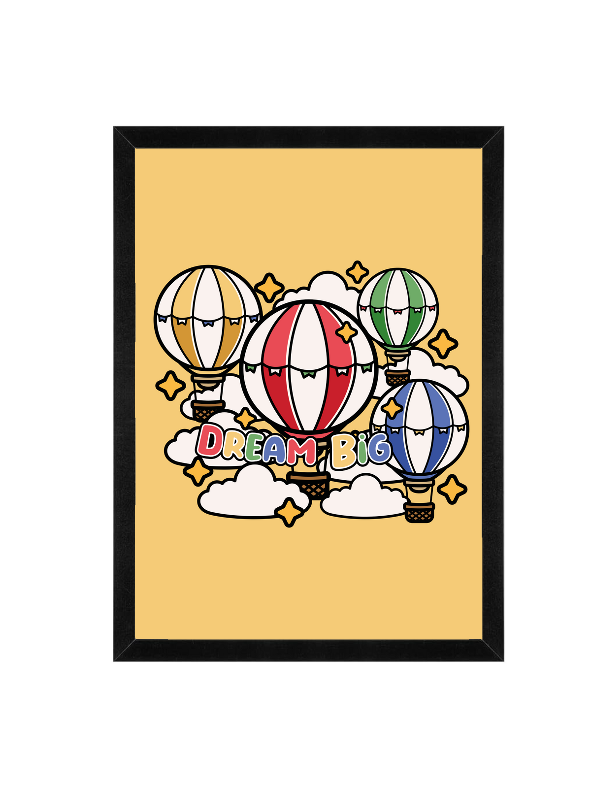 Dream Big Wall Art | Hot Air Balloon Illustration Framed Print 12x16