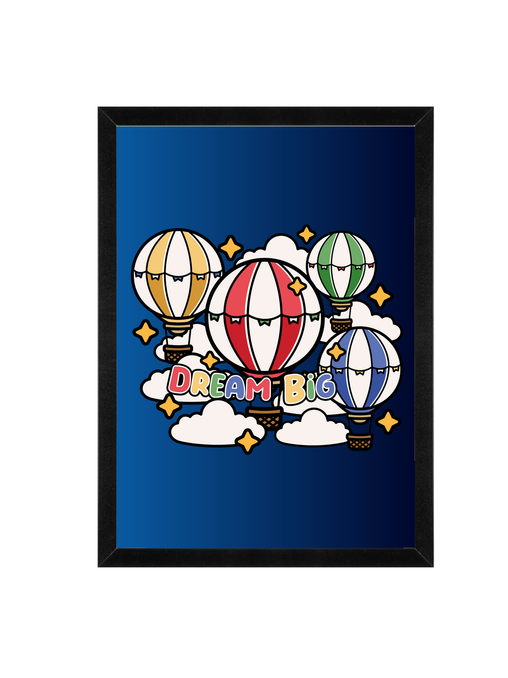 Dream Big Wall Art | Hot Air Balloon Illustration Framed Print 12x16