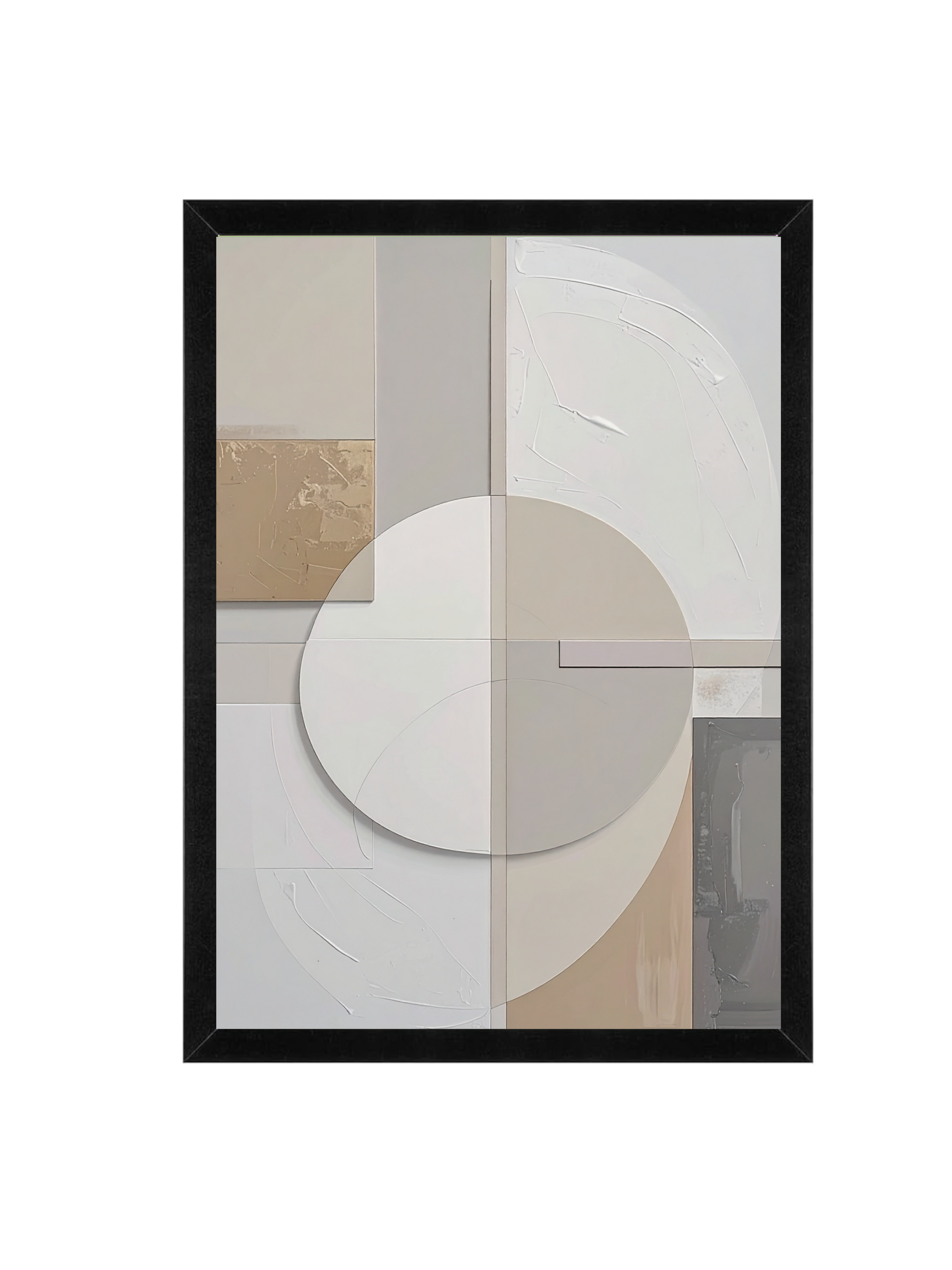 Neutral Abstract Framed Wall Art 12 x 16 in (30 x 40 cm) Modern Geometric Design