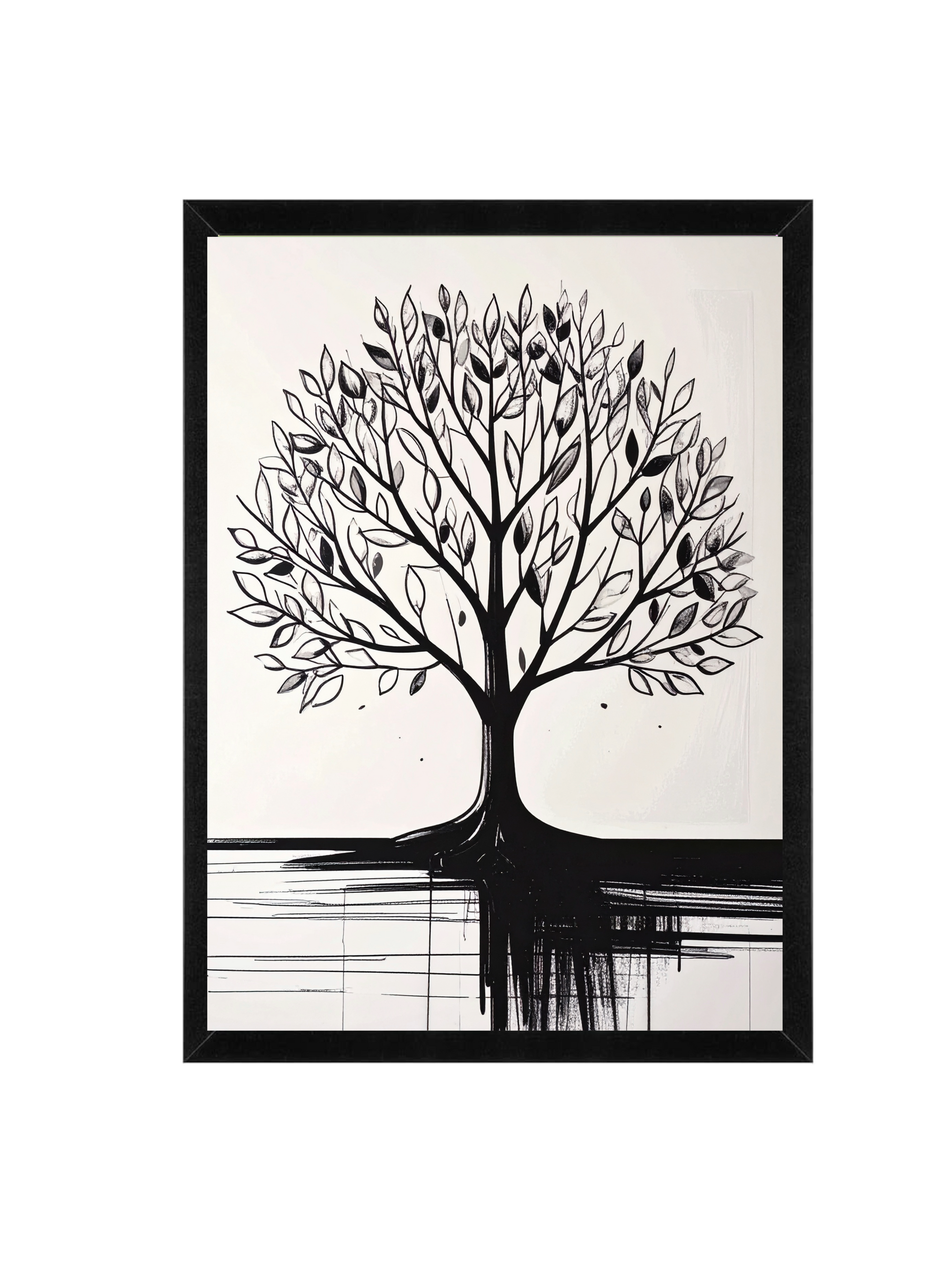 Minimalist Tree Framed Wall Art 12 x 16 in (30 x 40 cm) Black and White Nature Design