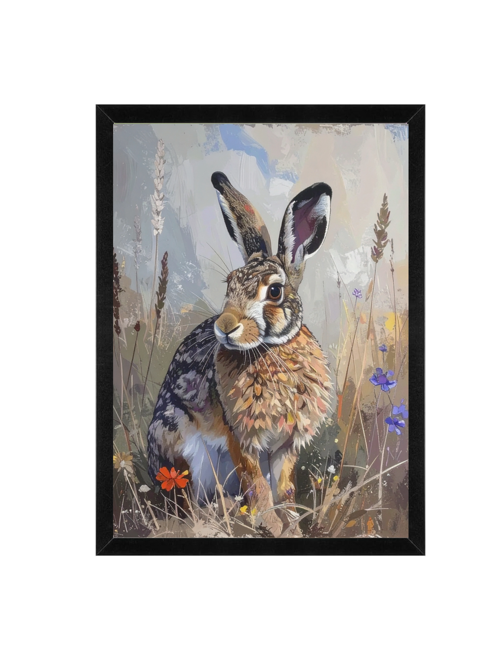 Hare Framed Wall Art 12 x 16 in (30 x 40 cm) Wildlife Countryside Illustration