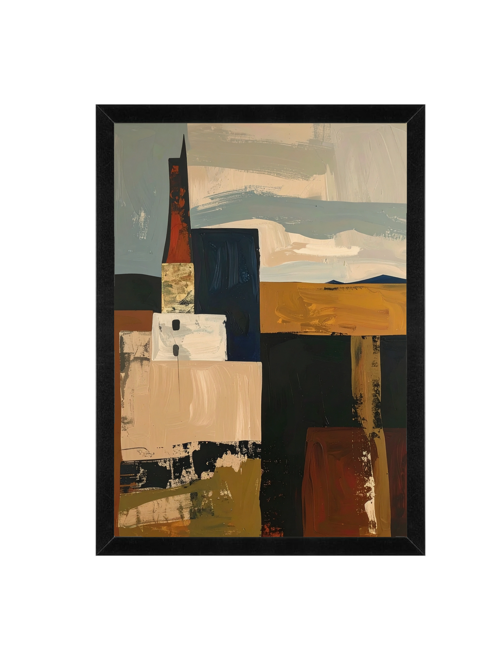 Abstract Geometric Framed Wall Art 12 x 16 in (30 x 40 cm) Earthy Modern Design