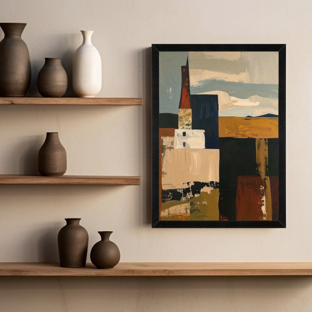Abstract Geometric Framed Wall Art – Statement Piece (12x16)